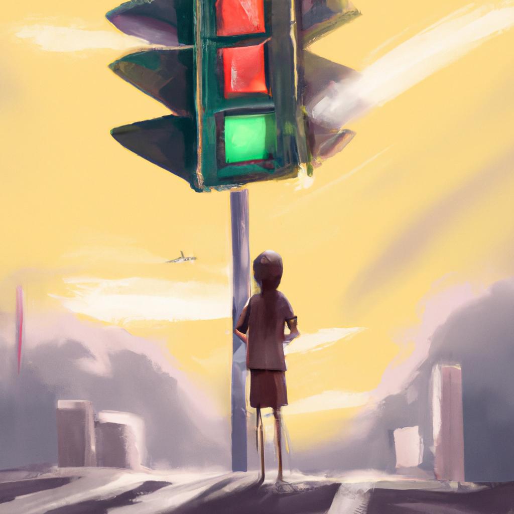 Imagem de capa do post "Descubra o Significado de Sonhar com Semáforo!" com um desenho digital