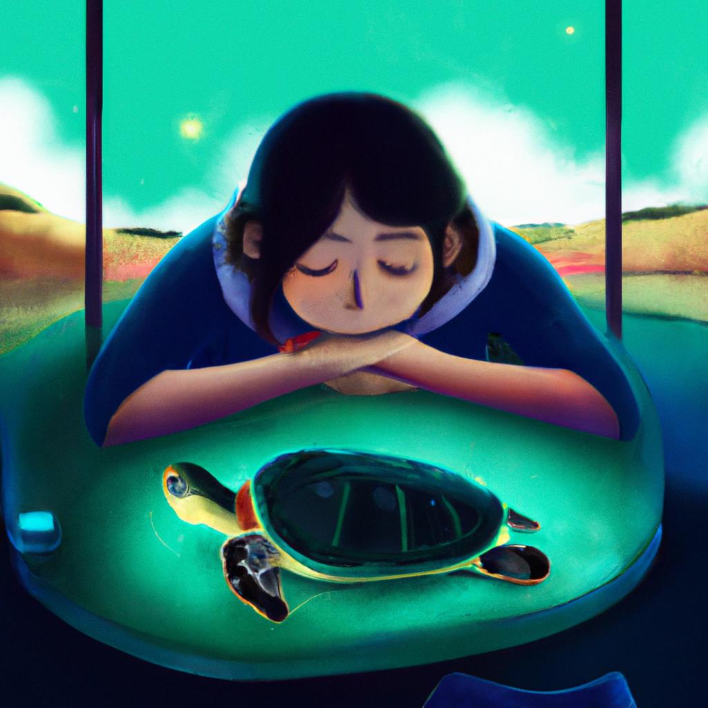 Imagem de capa do post "Descubra o Significado de Sonhar com Tartaruga Filhote!" com um desenho digital