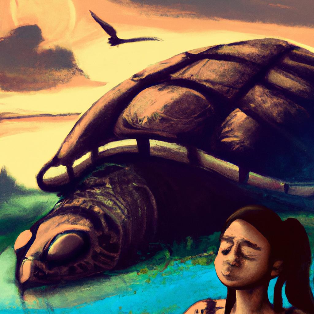 Imagem de capa do post "Descubra o Significado de Sonhar com Tartaruga Grande!" com um desenho digital