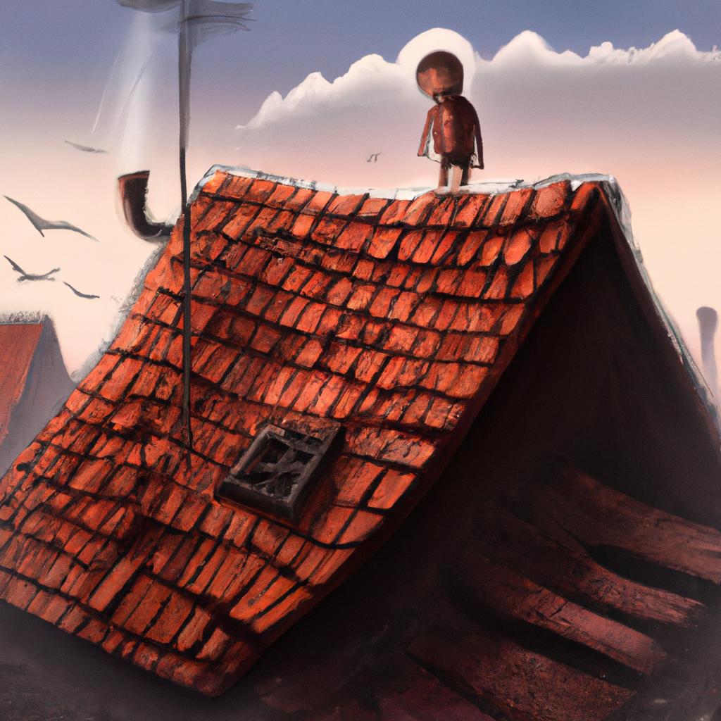 Imagem de capa do post "Descubra o Significado de Sonhar com Telhas: Uma Viagem para o Inconsciente" com um desenho digital