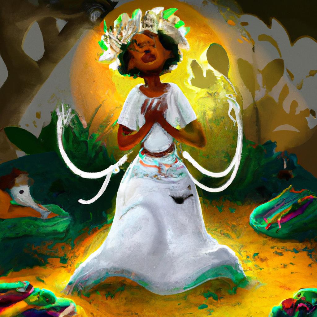 Imagem de capa do post "Descubra o Significado do Sonhar com Terreiro de Candomble!" com um desenho digital