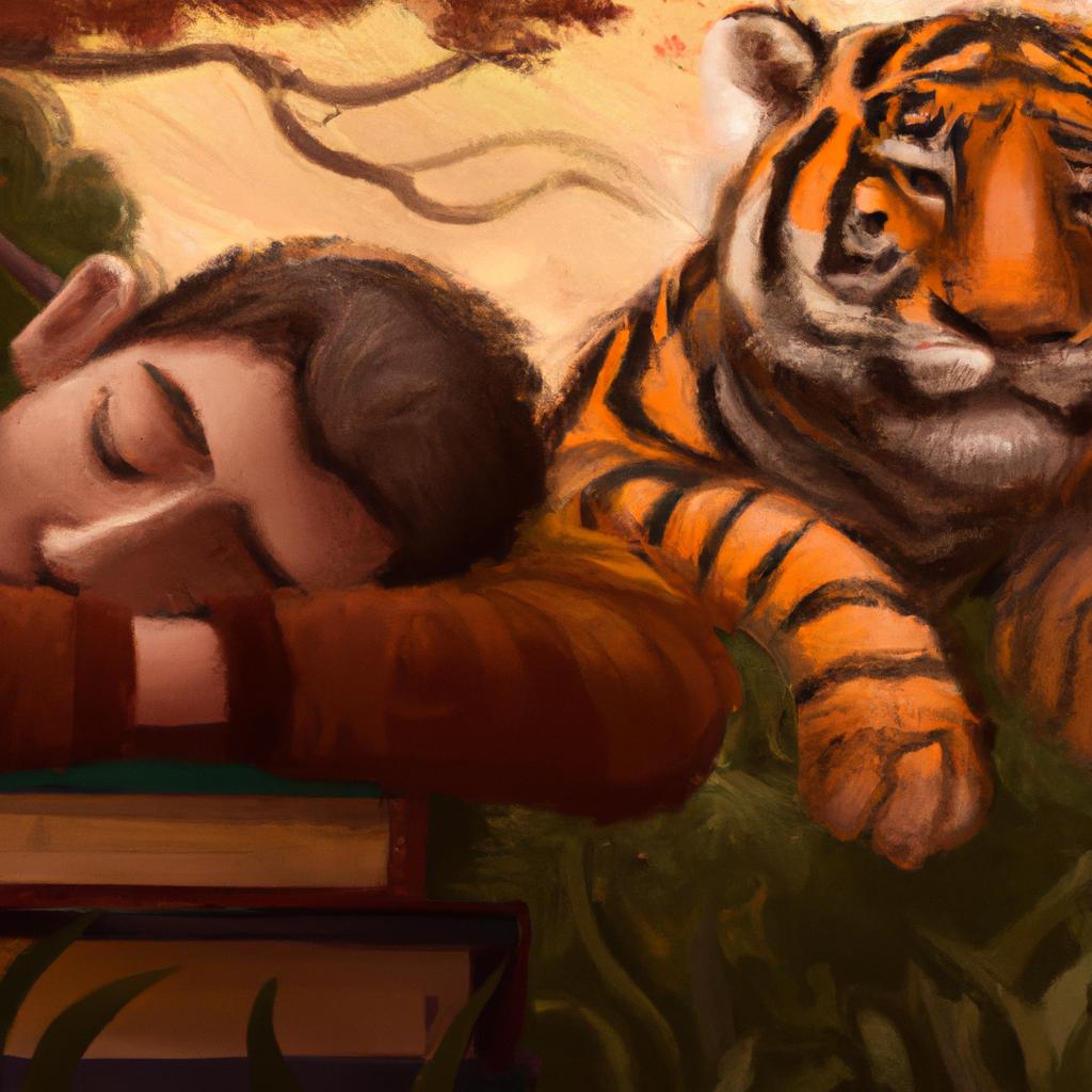 Imagem de capa do post "Descubra o Significado de Sonhar com Tigre no Livro dos Sonhos!" com um desenho digital