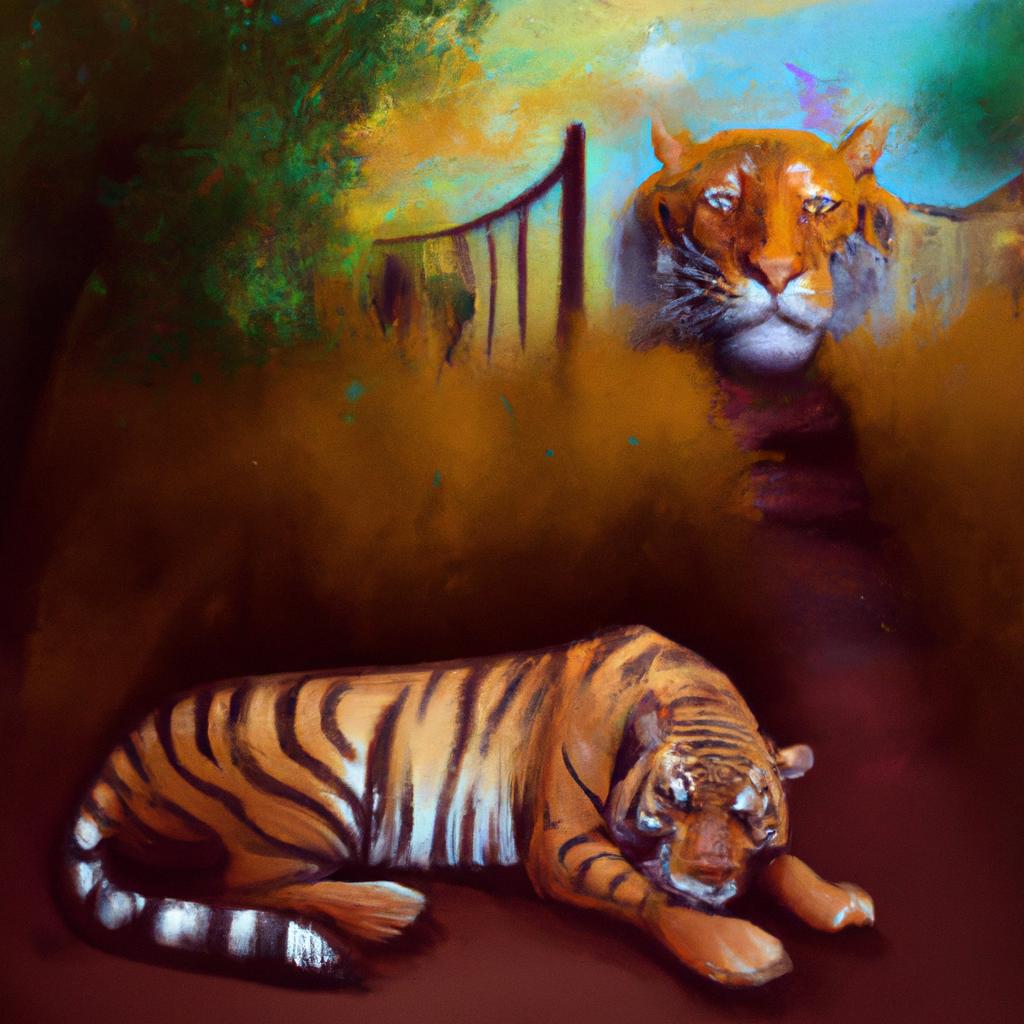 Imagem de capa do post "Descubra o que Significa Sonhar com Tigre!" com um desenho digital