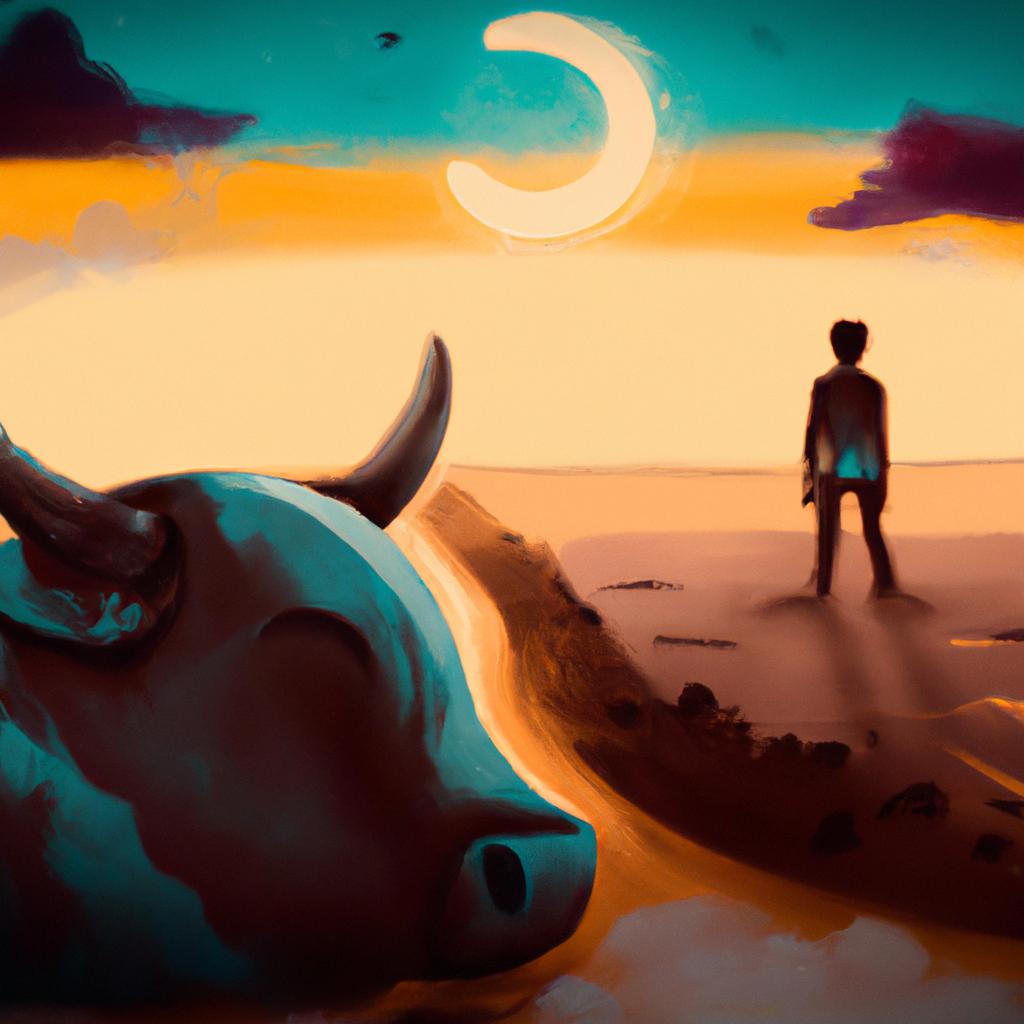 Imagem de capa do post "Sonhar com Touro Bravo Preto: Descubra o Significado!" com um desenho digital