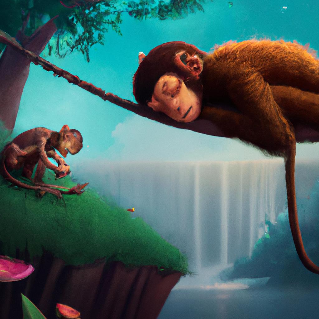 Imagem de capa do post "Descubra o Significado de Sonhar com um Macaco!" com um desenho digital
