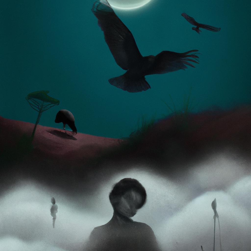 Imagem de capa do post "Sonhar com Urubu Preto Parado: Entenda o Significado!" com um desenho digital
