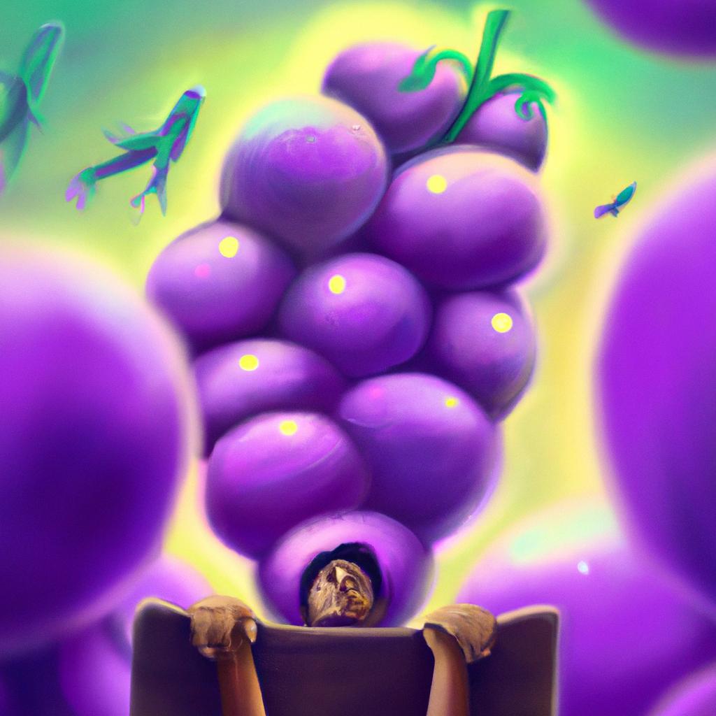 Imagem de capa do post "Descubra o Significado de Sonhar com Uvas Grandes!" com um desenho digital