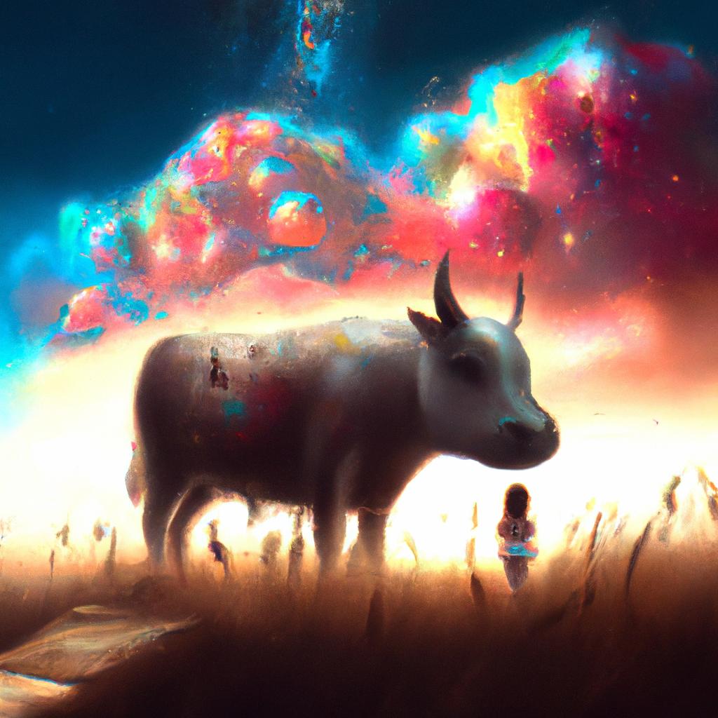 Imagem de capa do post "Sonhar com Vaca Brava: Entenda o Significado e Por que Ela te Quer Pegar!" com um desenho digital