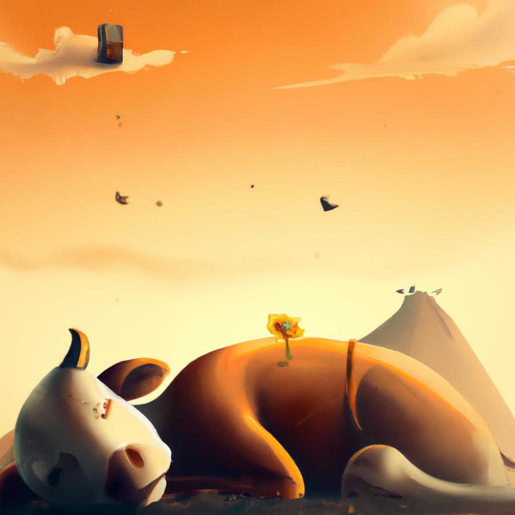 Imagem de capa do post "Significado de Sonhar com Vaca Morrendo: Descubra Agora!" com um desenho digital