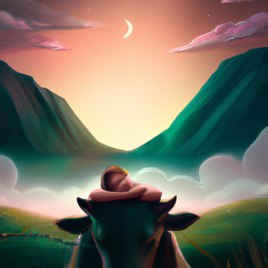 Imagem de capa do post "Descubra o Significado de Sonhar com Vaca Preta Brava!" com um desenho digital