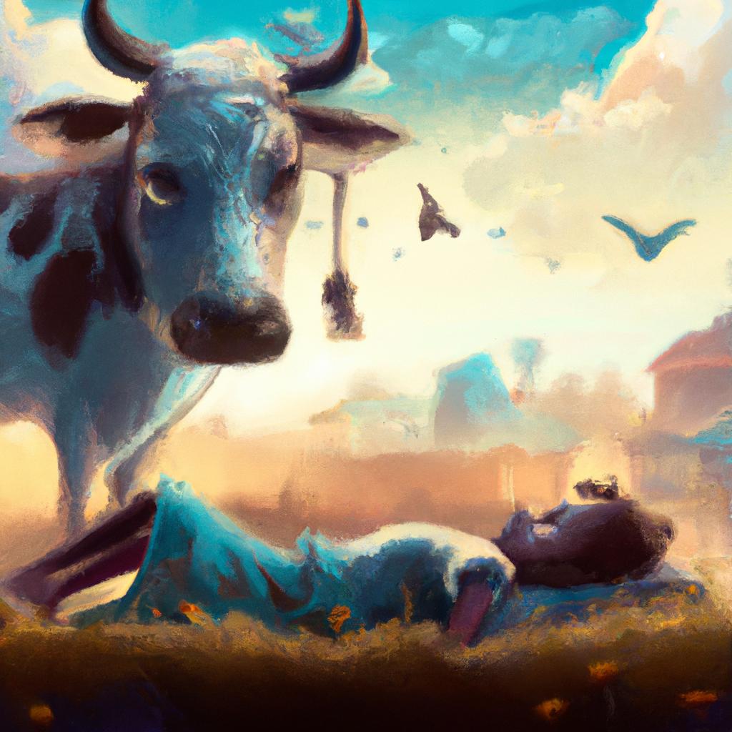Imagem de capa do post "Descubra o Significado de Sonhar com Vaca Valente!" com um desenho digital