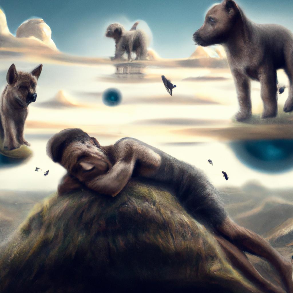 Imagem de capa do post "Descubra o Significado de Sonhar com Vários Cachorros Filhotes!" com um desenho digital