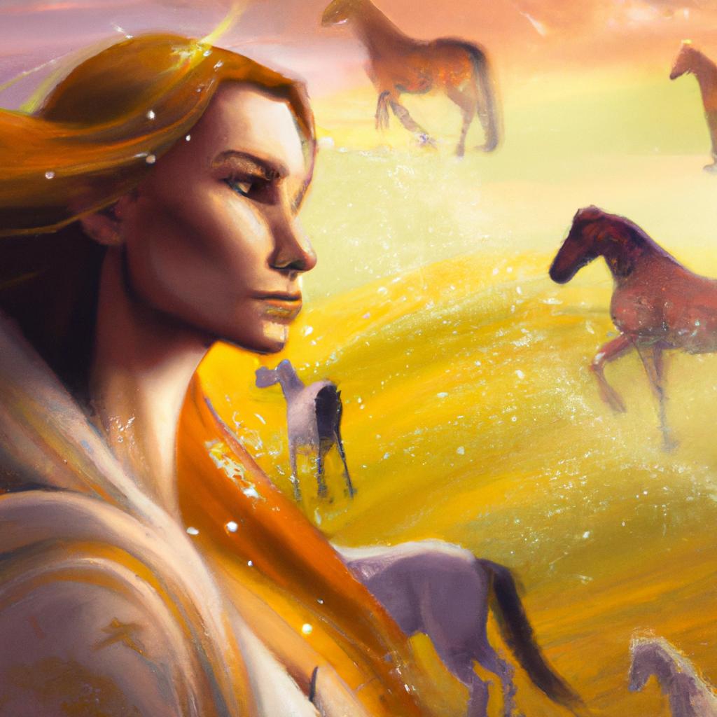 Imagem de capa do post "Descubra o que Sonhar com Vários Cavalos Significa!" com um desenho digital