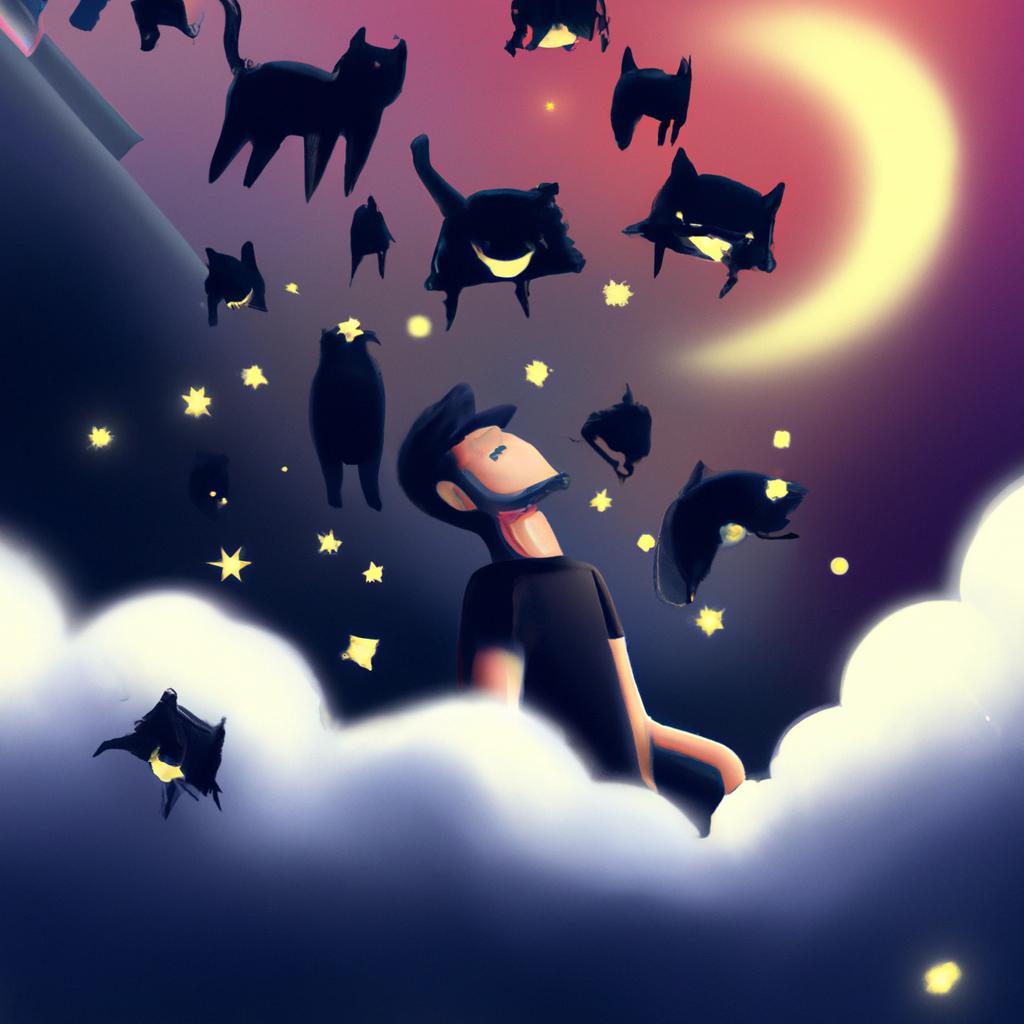 Imagem de capa do post "Descubra o que Significa Sonhar com Vários Gatos Pretos!" com um desenho digital