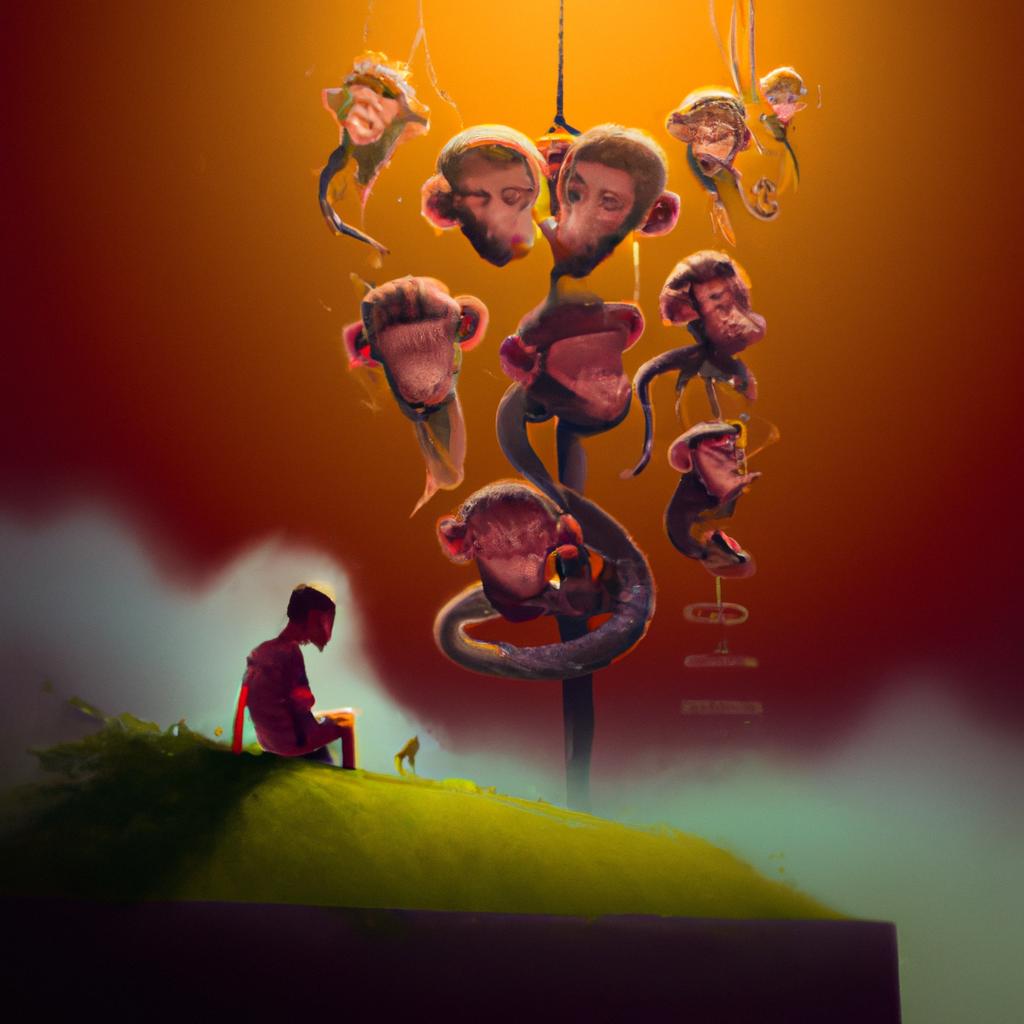 Imagem de capa do post "Sonhar com Varios Macacos: Descubra o Significado dos Seus Sonhos!" com um desenho digital