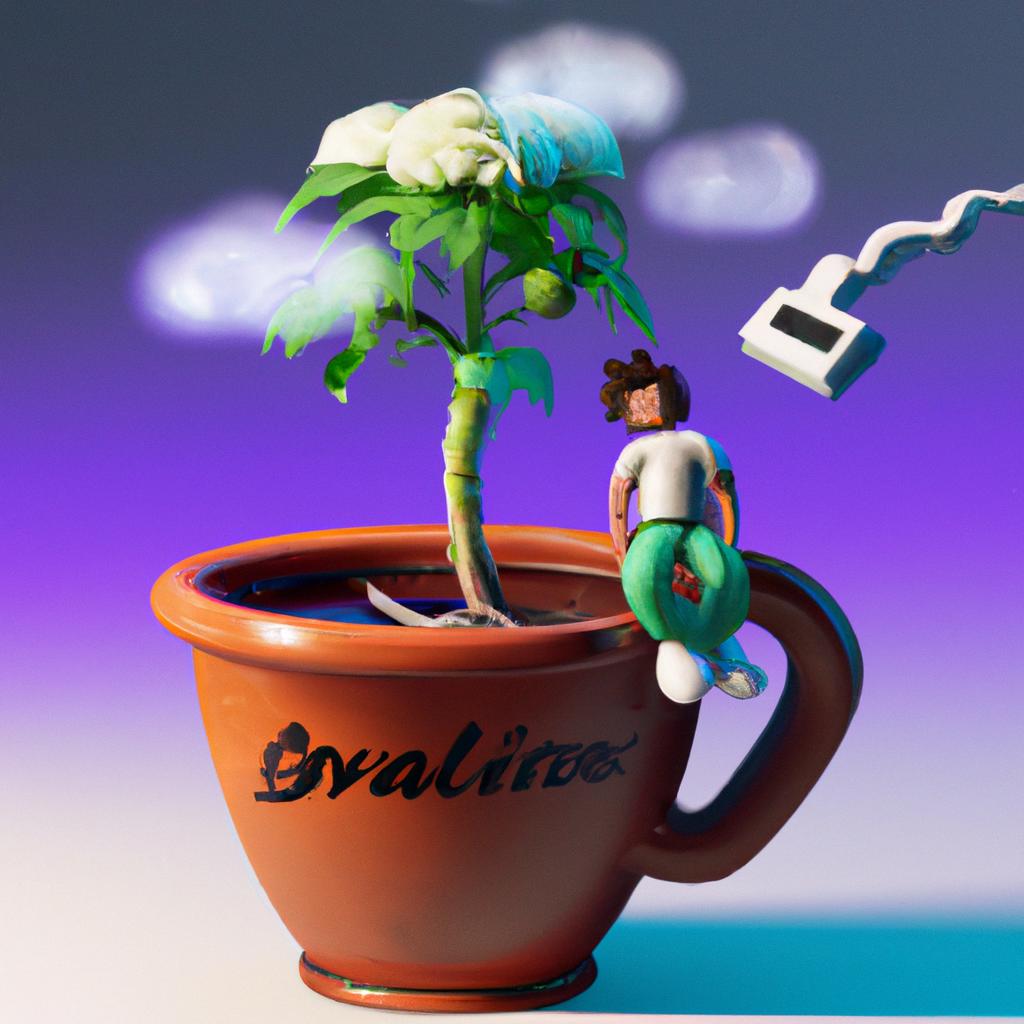 Imagem de capa do post "Descubra o Significado de Sonhar com Vaso de Planta!" com um desenho digital