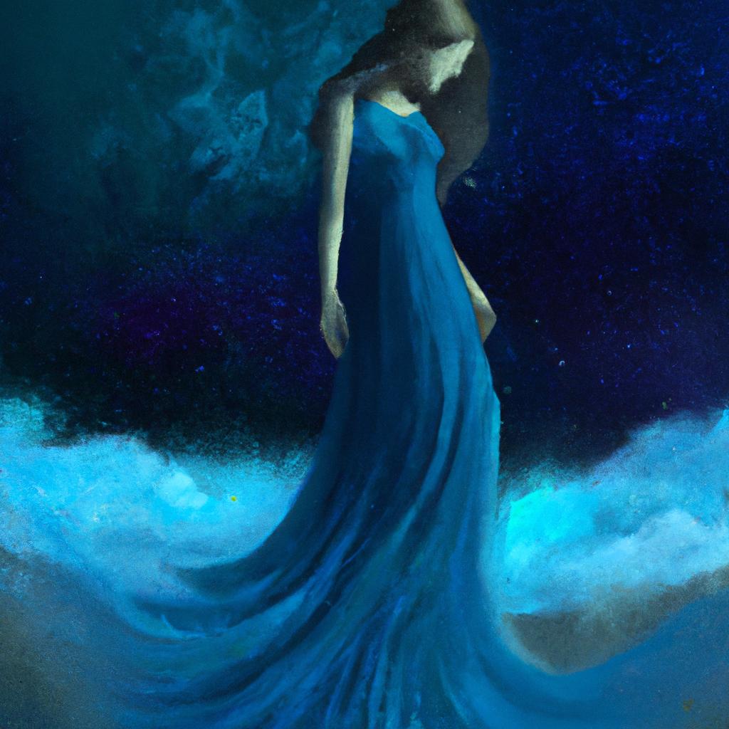 Imagem de capa do post Sonhar com Vestido Azul Longo: Descubra o Significado! com um desenho digital