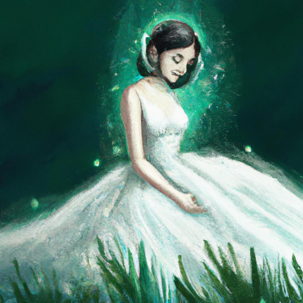 Imagem de capa do post "Sonhar com Vestido Branco de Festa: Descubra o Significado!" com um desenho digital