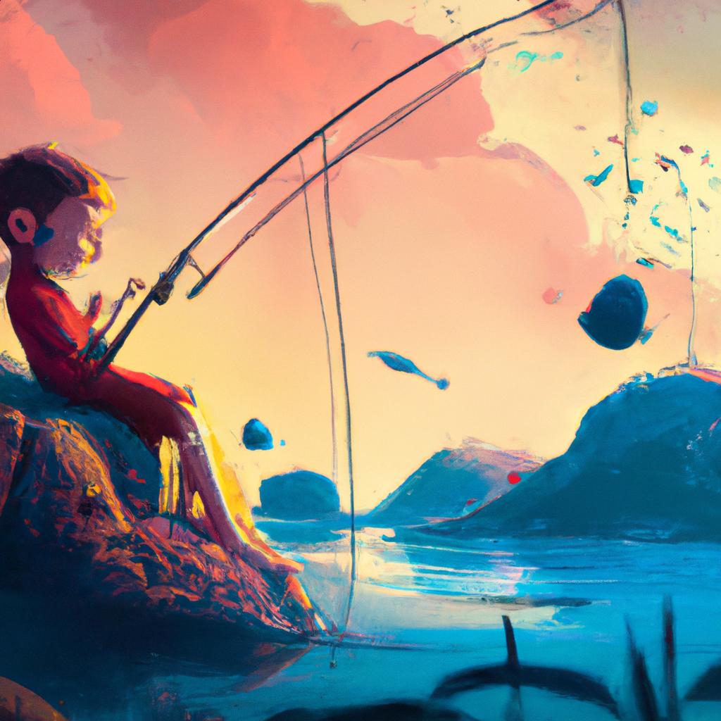 Imagem de capa do post "Descubra o Significado de Sonhar Pescando Peixe com Rede!" com um desenho digital