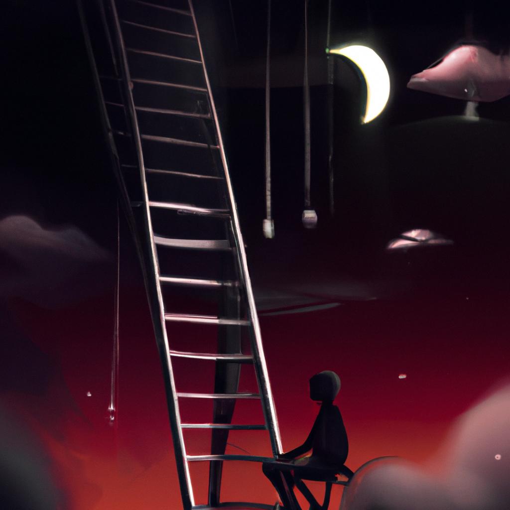 Imagem de capa do post "Descubra o Significado de Sonhar que Está Subindo Escada com Dificuldade!" com um desenho digital