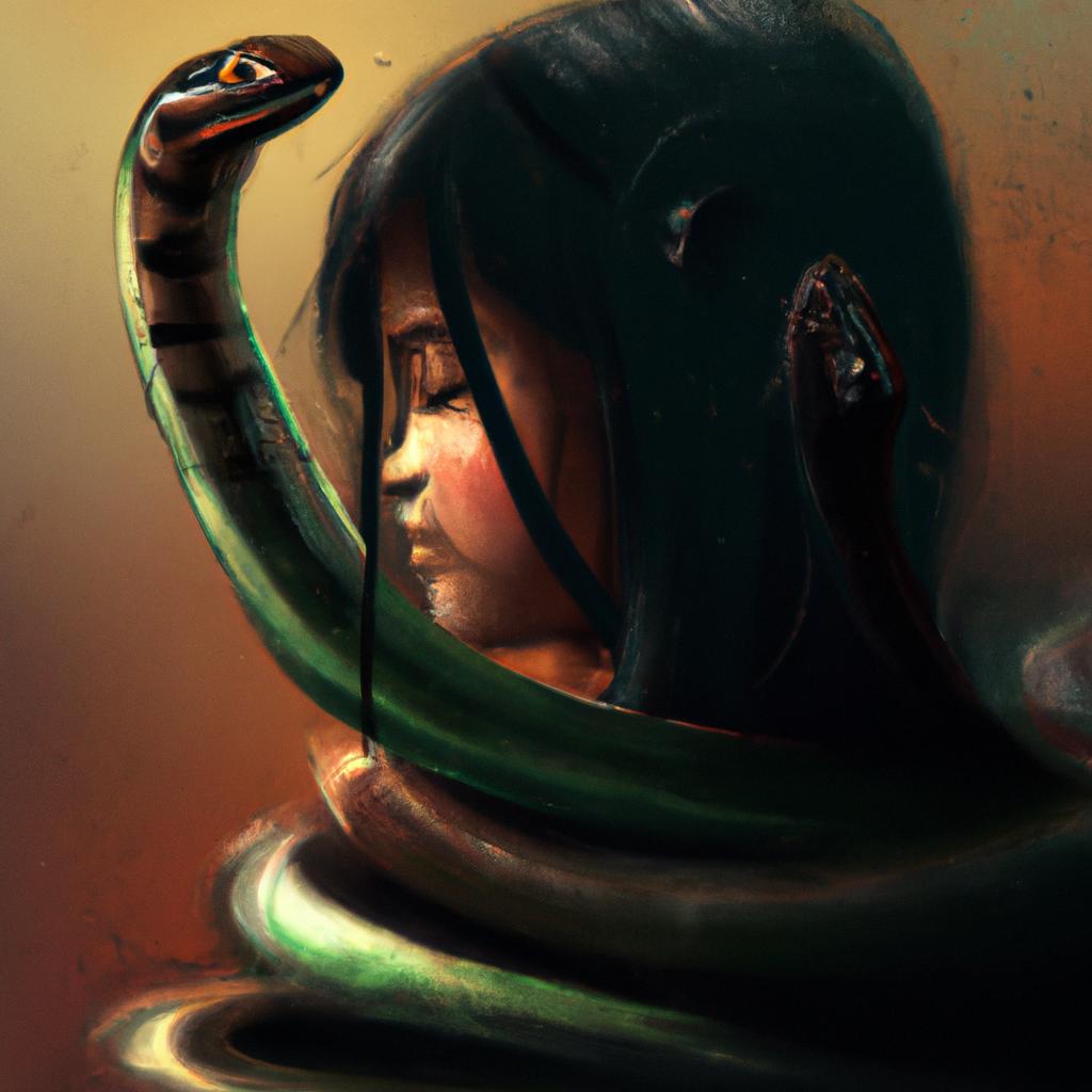 Imagem de capa do post "Descubra o Significado de Sonhar com Cobra!" com um desenho digital