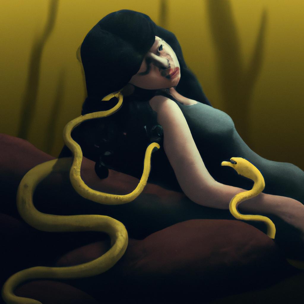 Imagem de capa do post "Sonhei com Cobra Preta? Descubra o Que Significa!" com um desenho digital