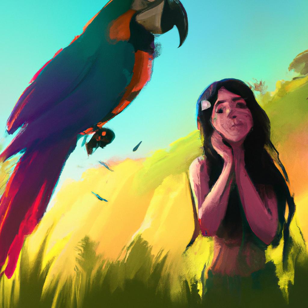 Imagem de capa do post "Descubra o Significado do Sonho com Arara!" com um desenho digital