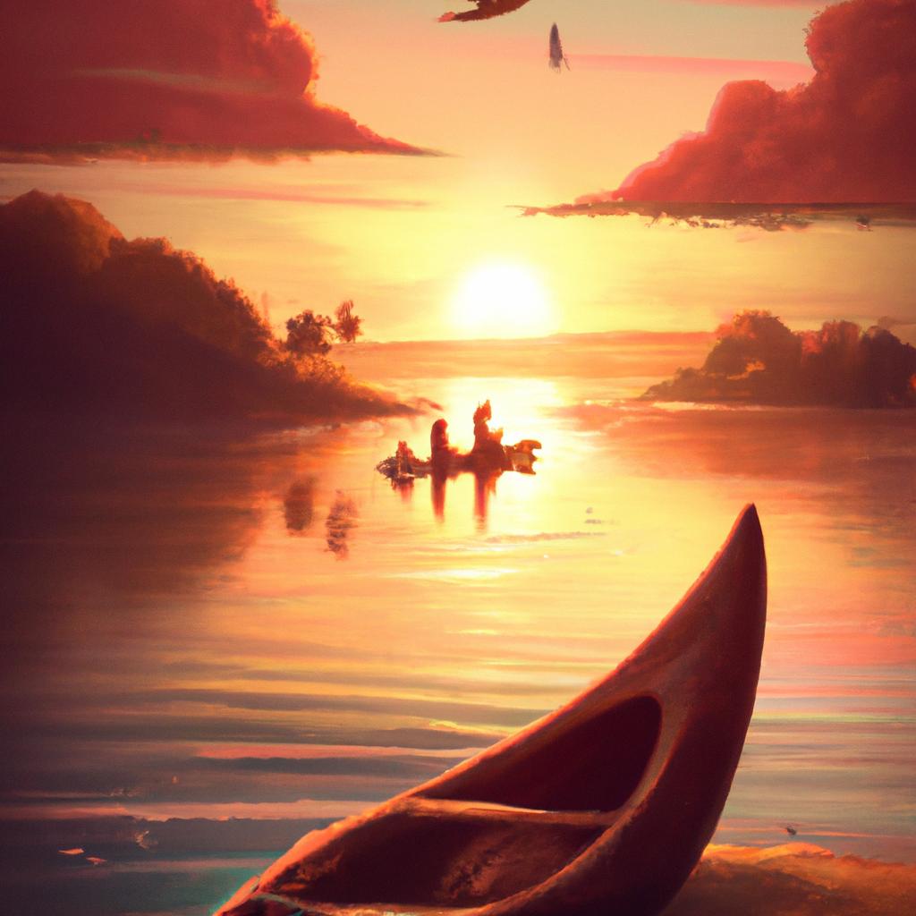 Imagem de capa do post "Descubra o Significado do Sonho com Canoa!" com um desenho digital