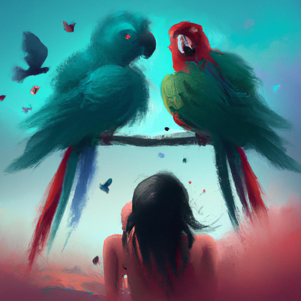 Imagem de capa do post "Descubra o Significado do Sonho com Papagaio!" com um desenho digital