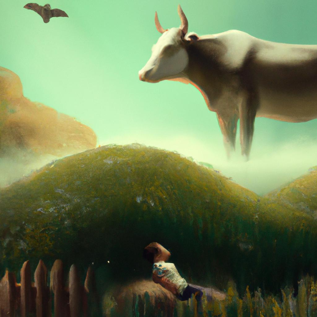 Imagem de capa do post "Descubra o Significado do Sonho com Vaca: Surpreenda-se!" com um desenho digital