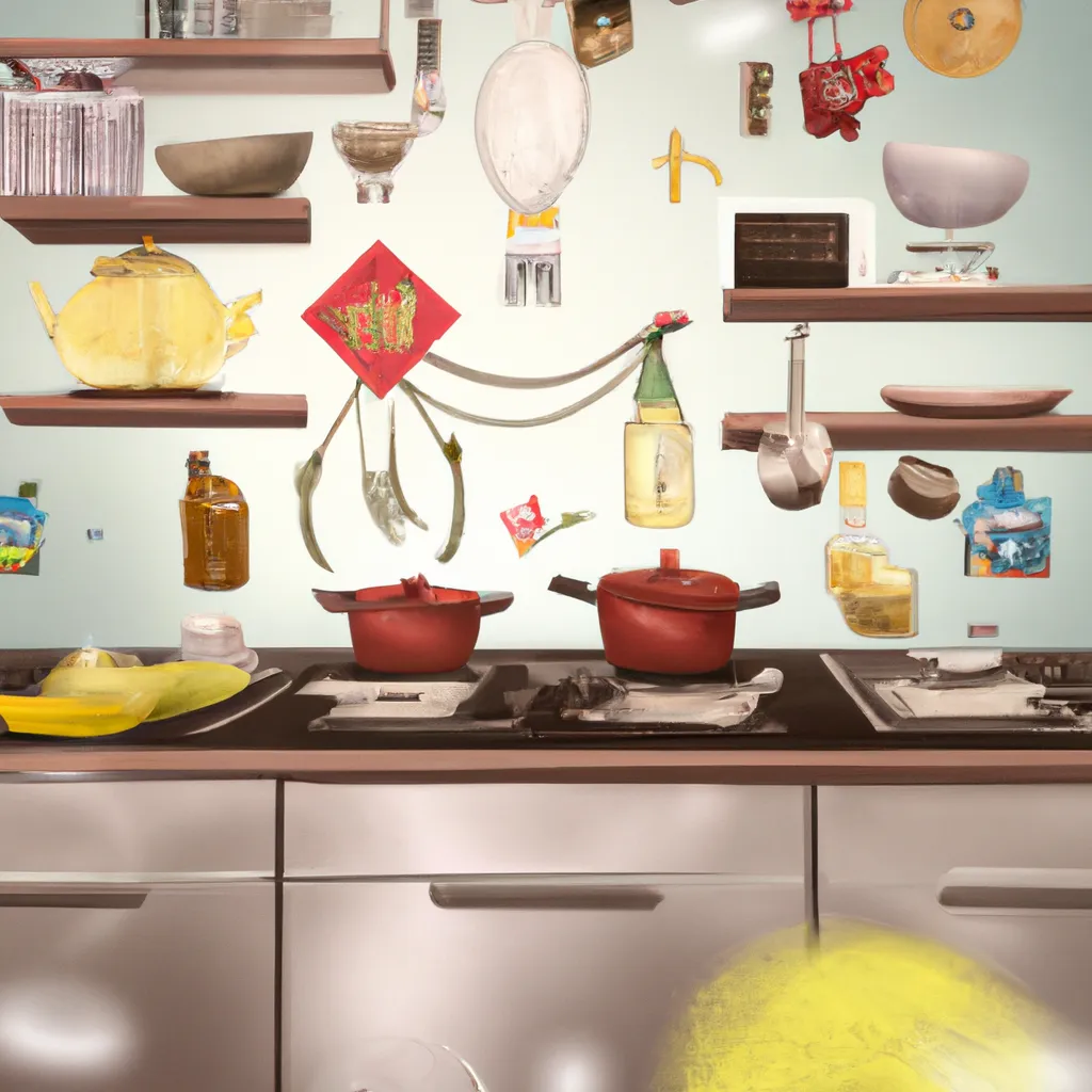 Ilustracao feng shui espiritualidade na cozinha