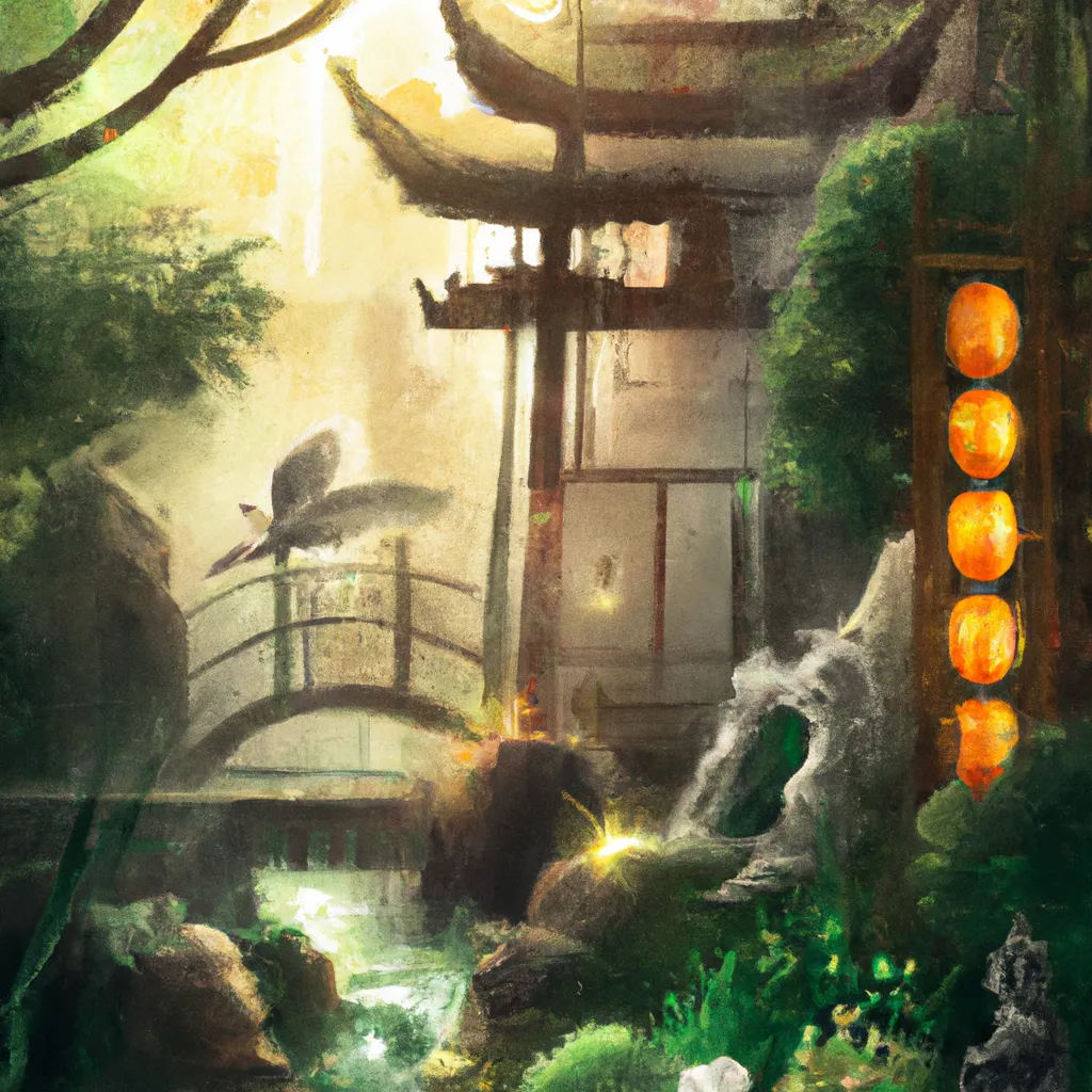 Ilustracao feng shui jardim