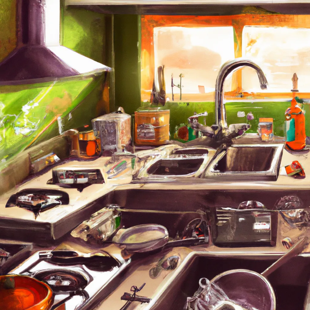 Ilustracao feng shui kitchen sink and stove
