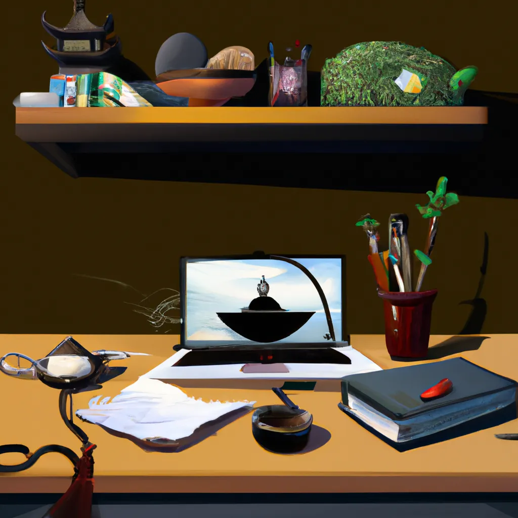 Como o Feng Shui Pode Transformar a Sua Mesa de Trabalho! 7 Ilustracao feng shui na mesa de trabalho