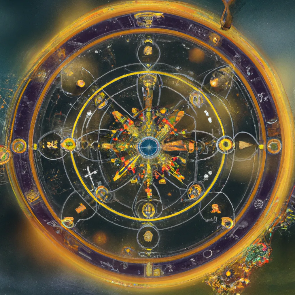 Ilustracao mapa astral roda da fortuna