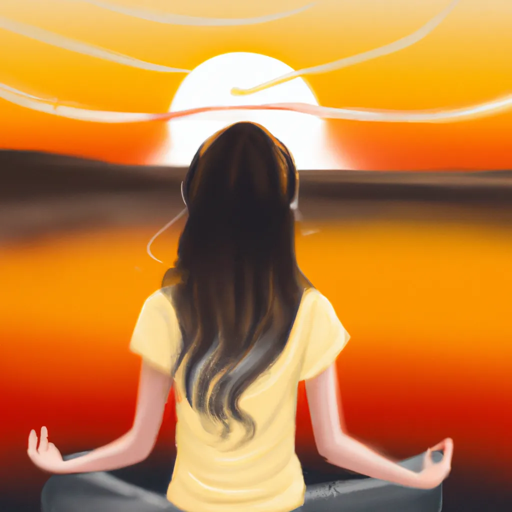 Ilustracao meditacao por do sol 2022