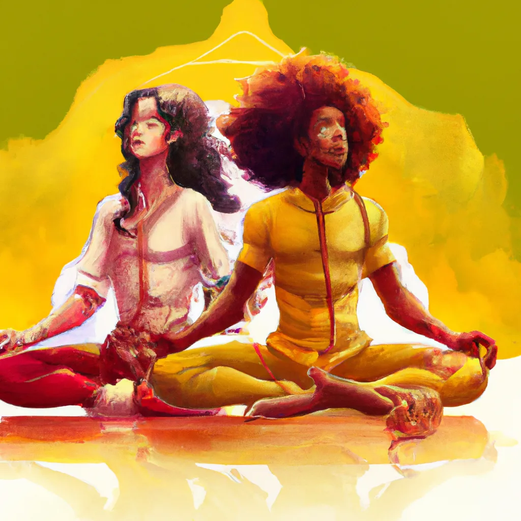 Ilustracao yoga em dupla