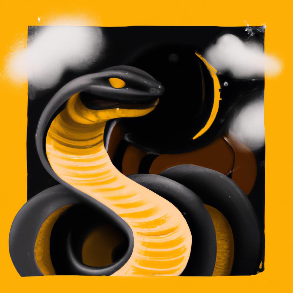 Imagem de capa do post "Descubra o que Significa Sonhar com Cobra Preta e Amarela!" com um desenho digital