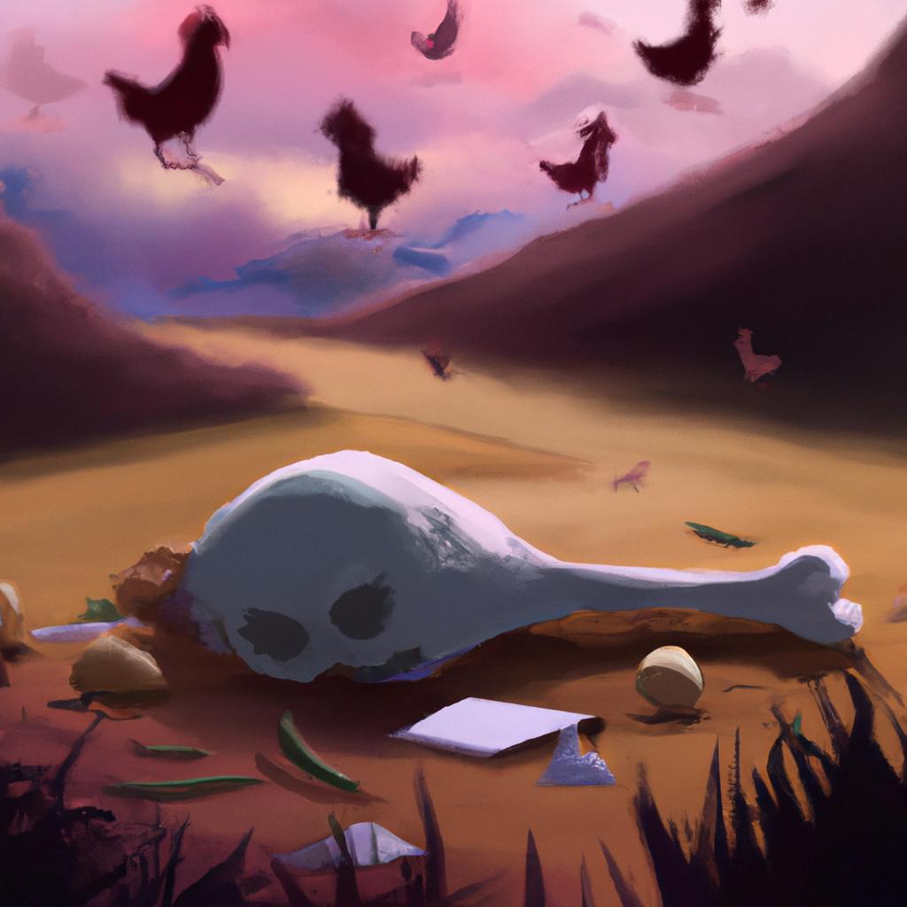 Imagem de capa do post "Descubra Qual o Significado de Sonhar com Galinha Morta!" com um desenho digital