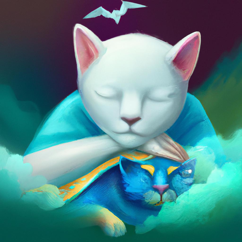 Imagem de capa do post "Qual o Significado de Sonhar com Gato Branco? Descubra!" com um desenho digital