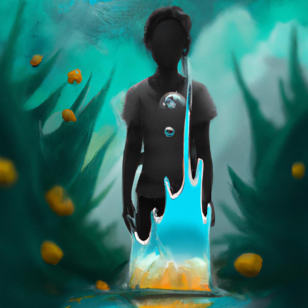 Imagem de capa do post "Descubra o Significado de Sonhar com Água Escura!" com um desenho digital