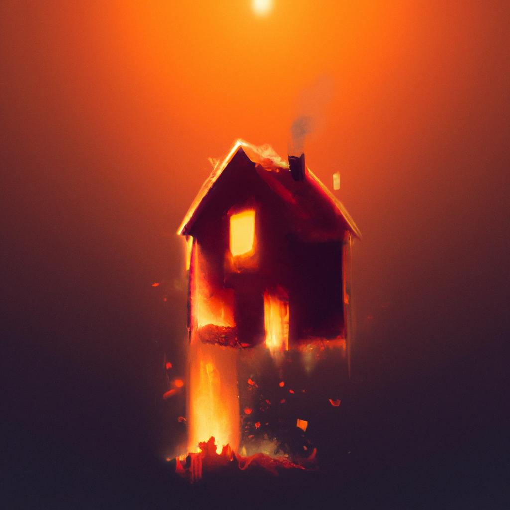 Imagem de capa do post "Descubra o Significado de Sonhar Com Casa Pegando Fogo!" com um desenho digital