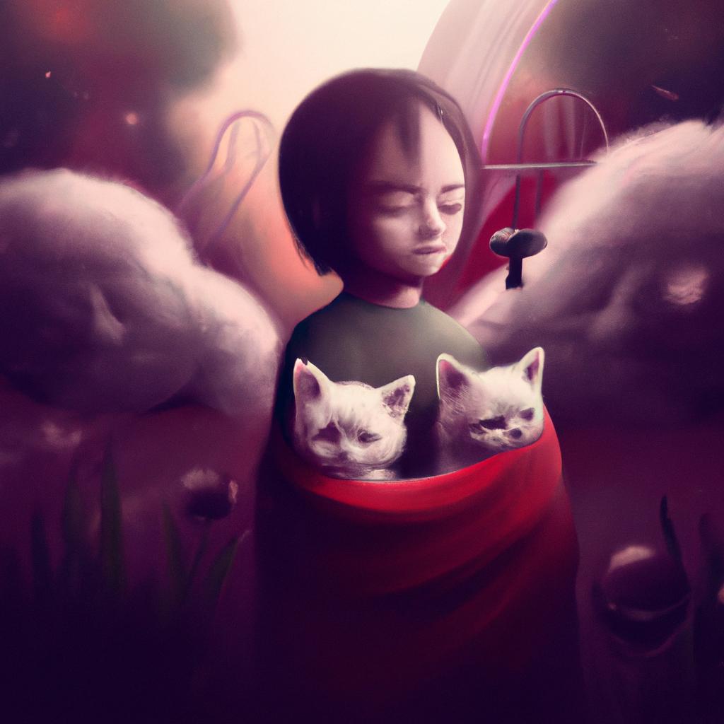 Imagem de capa do post "Sonhar com Gatinhos Filhotes: Descubra o Significado!" com um desenho digital