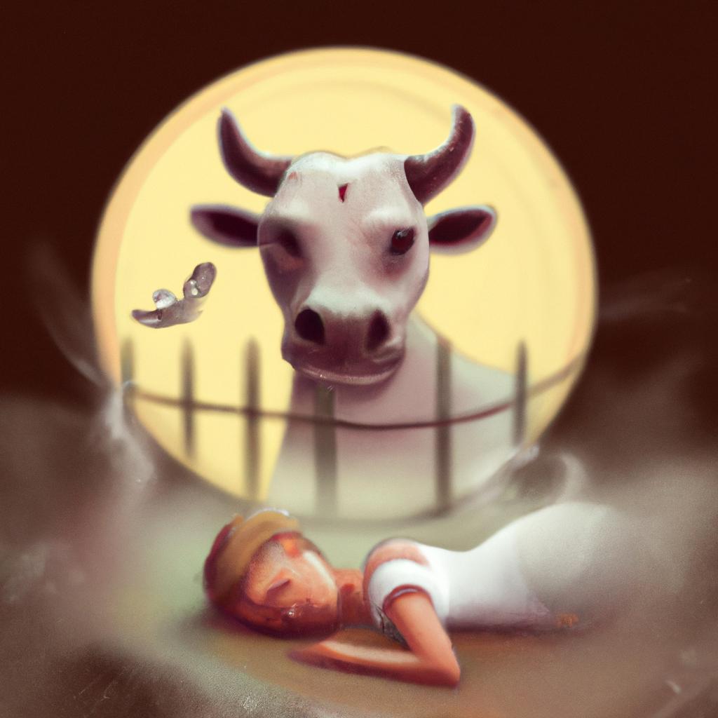 Imagem de capa do post "Descubra o Significado de Sonhar com Vaca Branca!" com um desenho digital