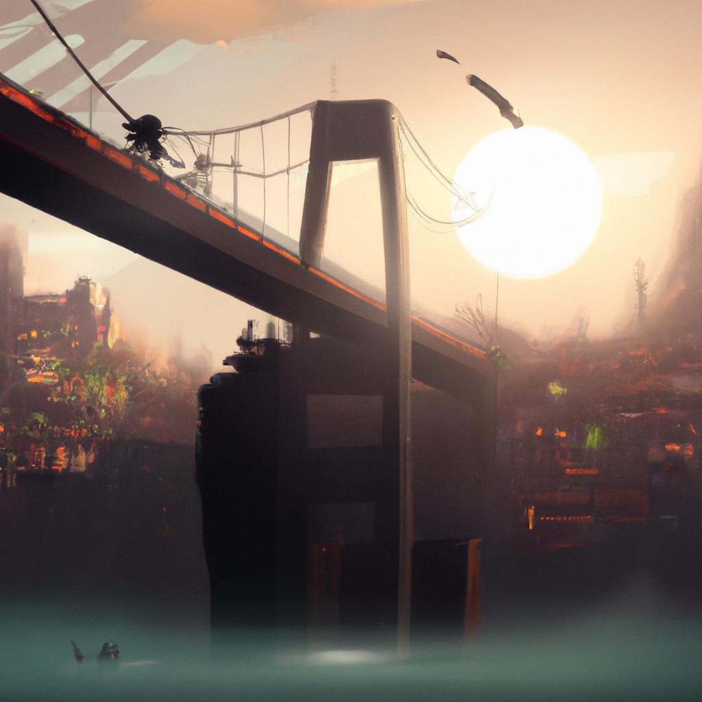 Imagem de capa do post "Descubra o Significado de Sonhar com a Ponte Caindo!" com um desenho digital