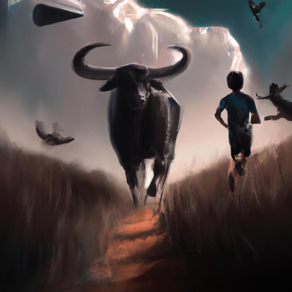 Imagem de capa do post "Sonhar com Boi Preto me Correndo Atrás? Entenda o Significado!" com um desenho digital