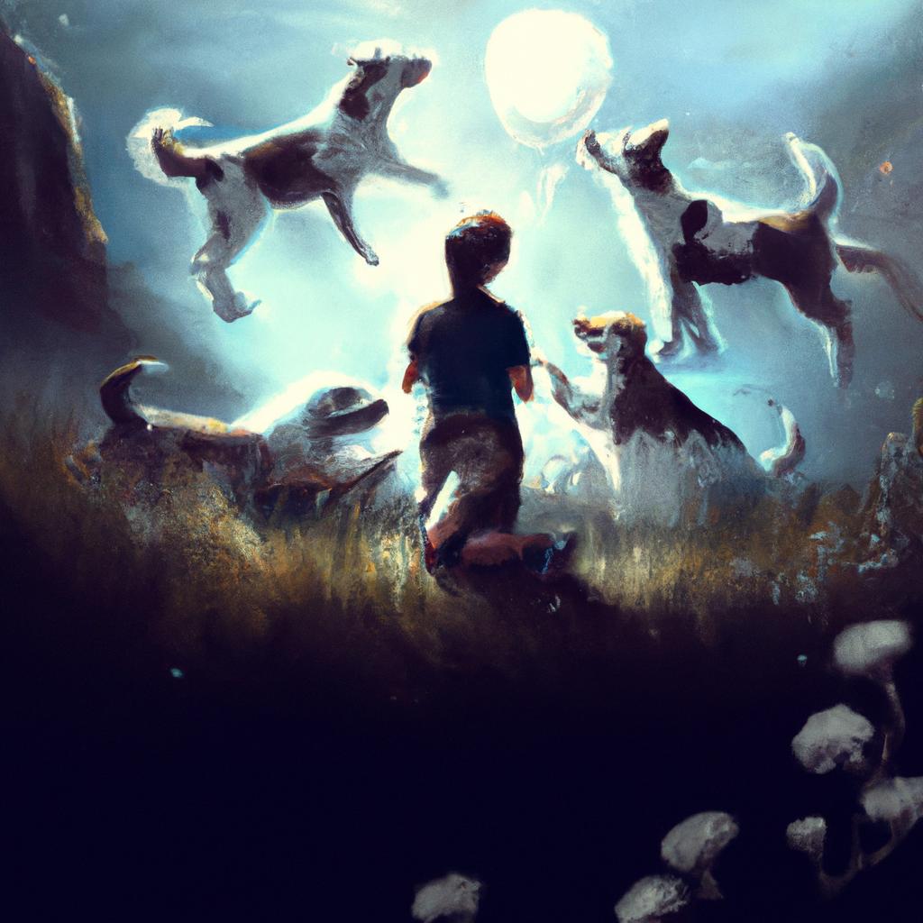 Imagem de capa do post "Descubra o Significado de Sonhar com Cachorros Brincando!" com um desenho digital