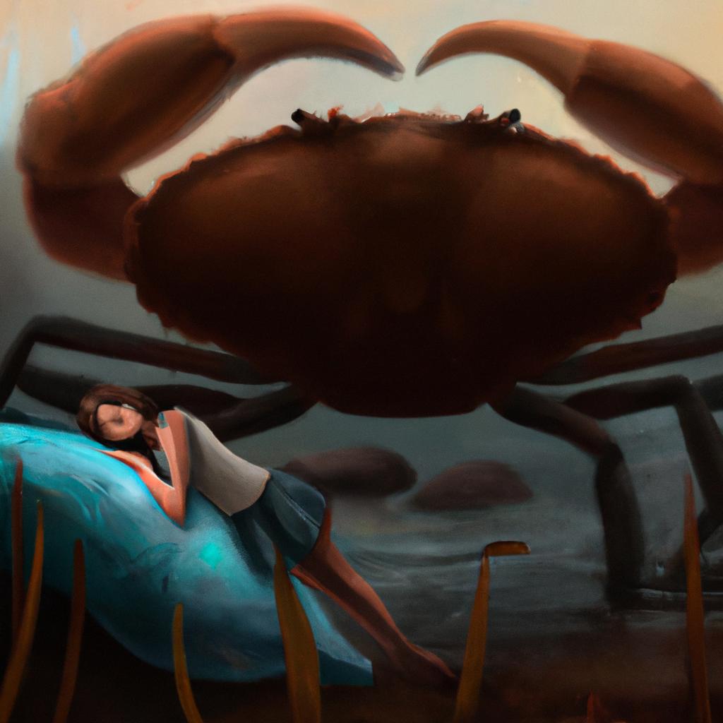 Imagem de capa do post "Descubra o que Significa Sonhar com Caranguejo Gigante!" com um desenho digital