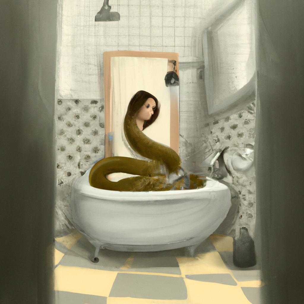 Imagem de capa do post "O Significado de Sonhar com Cobra no Banheiro: Descubra!" com um desenho digital