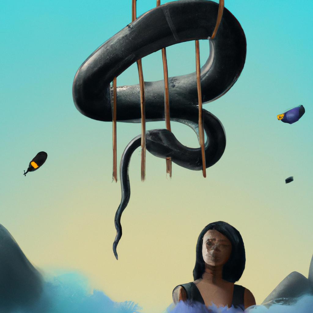 Imagem de capa do post "Descubra o Significado de Sonhar com Cobra Pequena Preta!" com um desenho digital